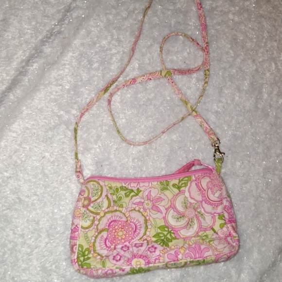Vera Bradley Handbags - Vera Bradley Pink & Green Print Cross Body Bag